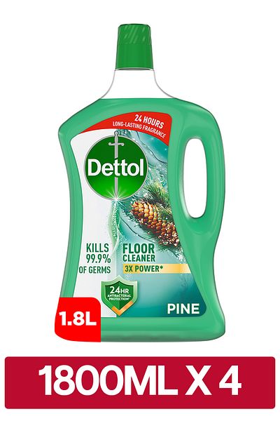Dettol Power Floor Cleaner, Pine Scent, 1.8L x 4