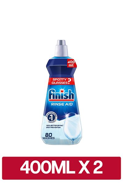 Finish Dishwasher Detergent Rinse Aid Liquid, Original Scent, 400ml x2