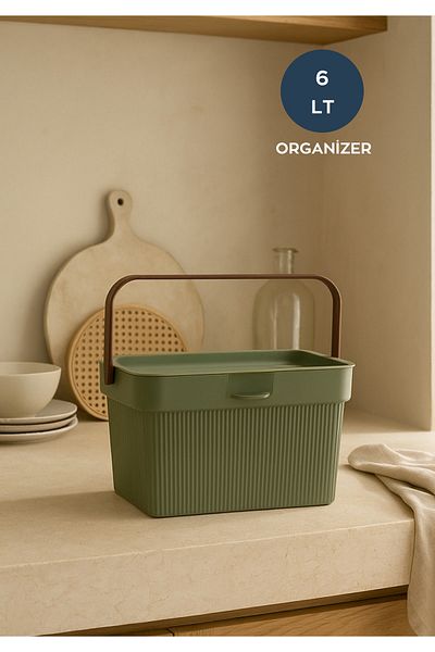 HOMİNG Homing Soft Green Multi-Purpose Handle and Lid Detergent Storage Box Organizer 6Lt