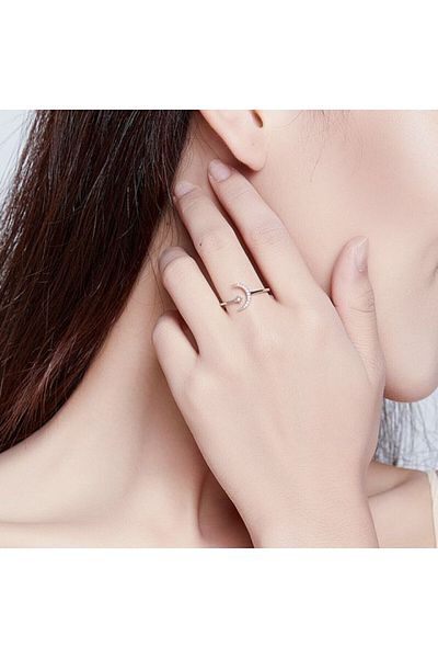 delis Inel Reglabil Argint 925, Jw643, Model Semiluna, Placat Cu Rodiu