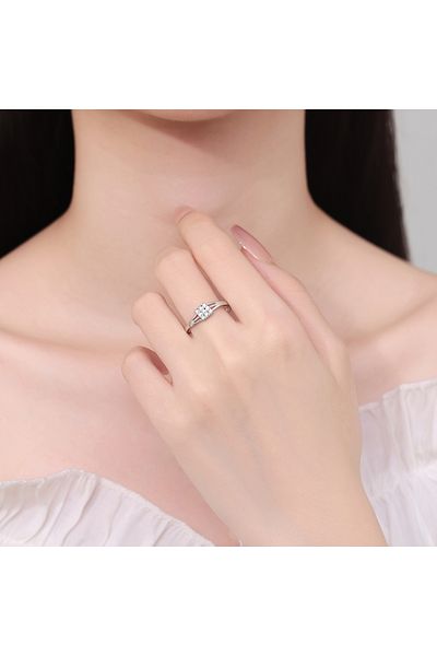delis Inel Argint 925, Jw1377, Model Patrat Cu Pietre, Placat Cu Rodiu