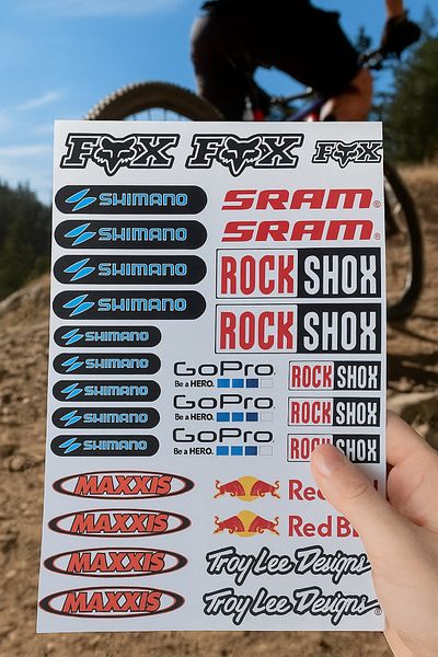 cakaybu “Bicycle Sponsor Sticker Fox, Shimano, Sram, Rockshox, Gopro, Maxxis, Red Bull, Troy Lee – Mtb