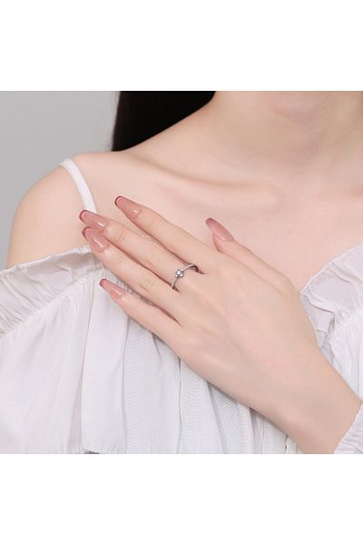 delis Inel Argint 925, Jw1328, Model Floare, Placat Cu Rodiu
