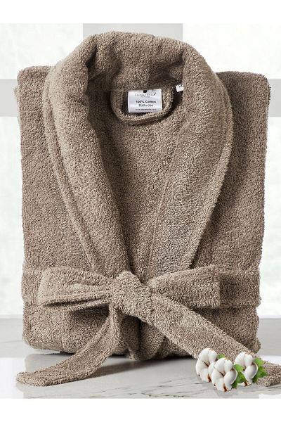 Donetella Unisex 100% Cotton Terry Bathrobe Small & Medium, 400 GSM, Ankle-Length with Shawl Collar & Pockets