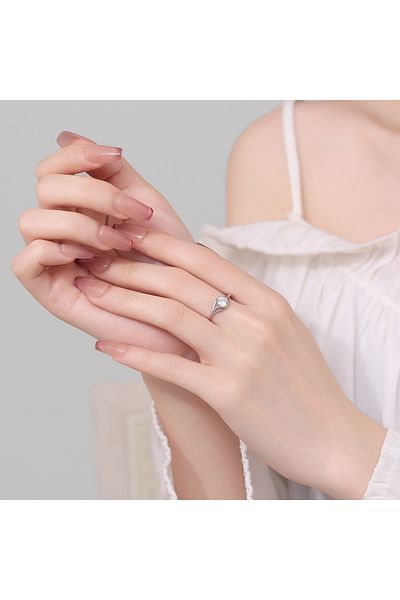 delis Inel Argint 925, Jw1389, Model Elegant Cu Piatra, Placat Cu Rodiu