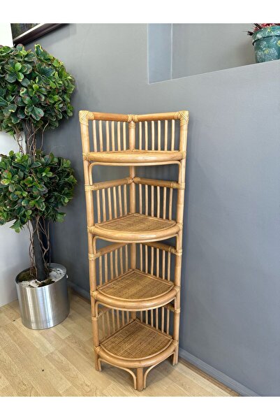 Okman Monako Rattan 4 Bölmeli Raf 41*32*122 cm Naturel