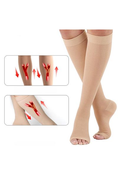 zenifique Set of 2 Zenifique Compression Socks with High Compression Degree 23-32 Mmhg, Beige, Size L