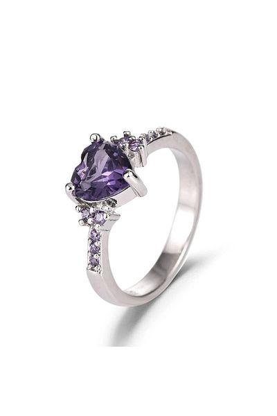 delis Inel Argint 925, Jw628, Model Inima Cu Zirconiu Mov, Placat Cu Rodiu