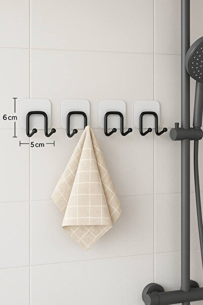 ELAMOUR 4 Adet Yapışkanlı Çift Kancalı Banyo Mutfak Askısı Metal Askılık Duvar Askı Organizer
