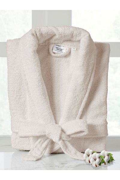 Donetella Unisex 100% Cotton Terry Bathrobe Small & Medium, 400 GSM, Ankle-Length with Shawl Collar & Pockets