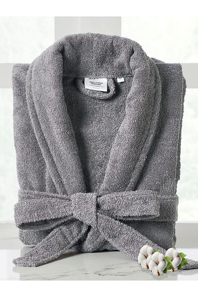 Donetella Unisex 100% Cotton Terry Bathrobe Small & Medium, 400 GSM, Ankle-Length with Shawl Collar & Pockets