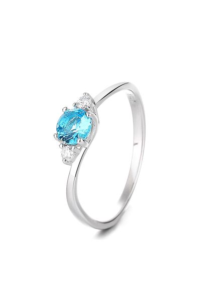 delis Inel Argint 925, Jw1333, Model Elegant Cu Piatra Albastra, Placat Cu Rodiu