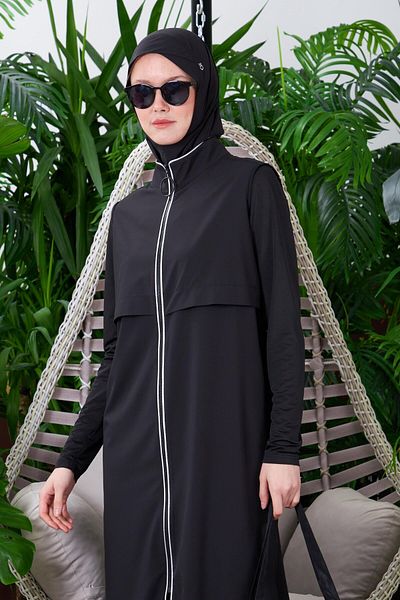 Moodbasic Sw36.260 Hijab Swimsuit with Silver Stripe