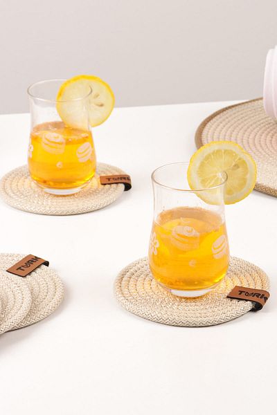 Pikas Decorative Snail Jute Woven Coaster, 6-Piece Coaster