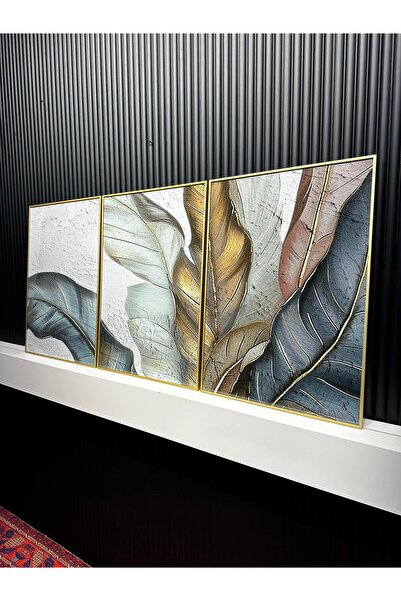 Tablomtr Metal Çerçeveli Gerçek Camlı Sessiz Bahar 3'lü Tablo