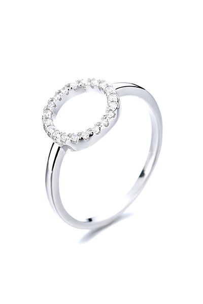 delis Inel Argint 925, Jw1365, Model Rotund Cu Pietre, Placat Cu Rodiu
