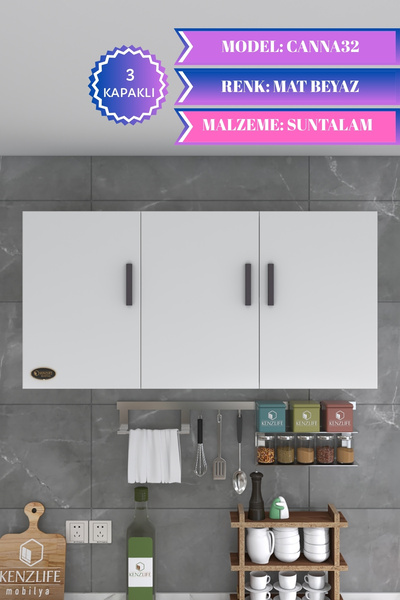 Kenzlife Hazır Mutfak Canna32 Byz 060*120*32 Mutfak Banyo Dolabı Kapaklı Raflı