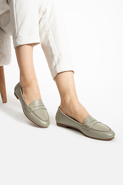 FOLLİNİ Balerini de damă din piele naturală de culoare bej