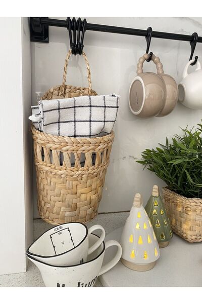 Tasarı Sanatı Πολυχρηστικό ψάθινο καλάθι / κρεμάστρα - Καλάθι για γλάστρες / ...