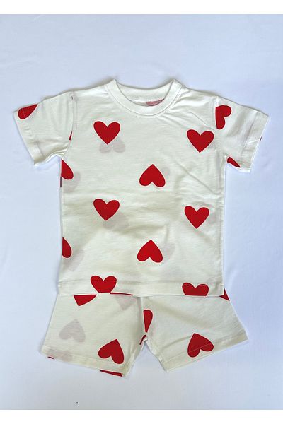 Drop Kids Children's Pajama Set Heart Pattern 100% Cotton
