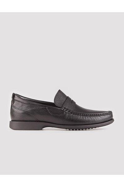 Cabani Black Genuine Leather Men's Casual Shoes - Stitching Detail