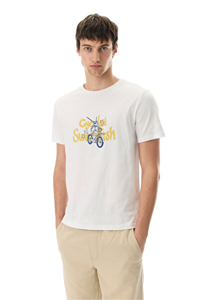 Mudo MARİN BASKILI BİSİKLET YAKA T-SHIRT