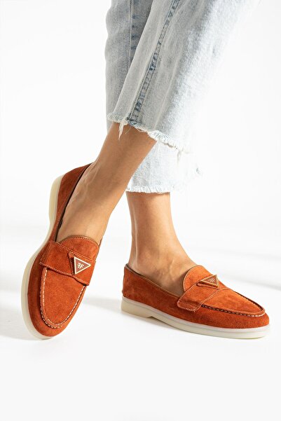 FOLLİNİ Balerini de damă din piele naturală portocalie