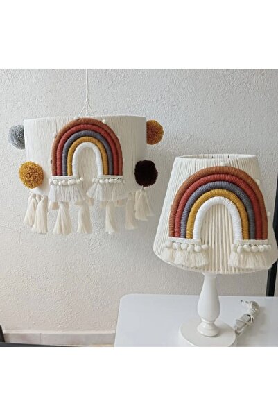 Tasarı Sanatı Bebek/çocuk Odası Makrome Özel Tasarım Avize Abajur(AHŞAP AYAKTIR) 2li Set