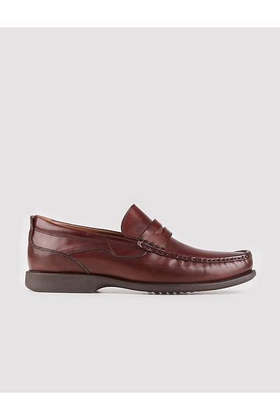Cabani Genuine Leather Brown Loafer Men's Casual Shoes