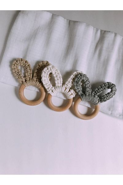 Tasarı Sanatı Child/Baby Special Design 100% Natural Cotton Rope Rabbit Ear Teether-Teether-Brown