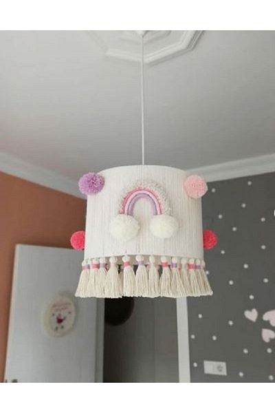 Tasarı Sanatı Macrame Rainbow 100% Handcrafted Baby and Children's Room - Lampholder Included