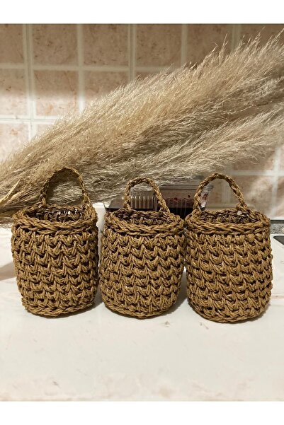 Tasarı Sanatı Ev Dekorasyon 3lü Organizer Sepet - Saksı - Vazo - Mutfak Tezga...