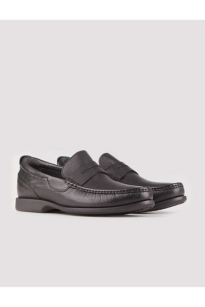 Cabani Black Genuine Leather Men's Casual Shoes - Stitching Detail