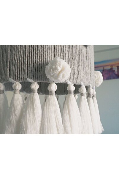 Tasarı Sanatı Bebek Çocuk Odası %100 El Işçiliği Makrome Ponpunlu Avize