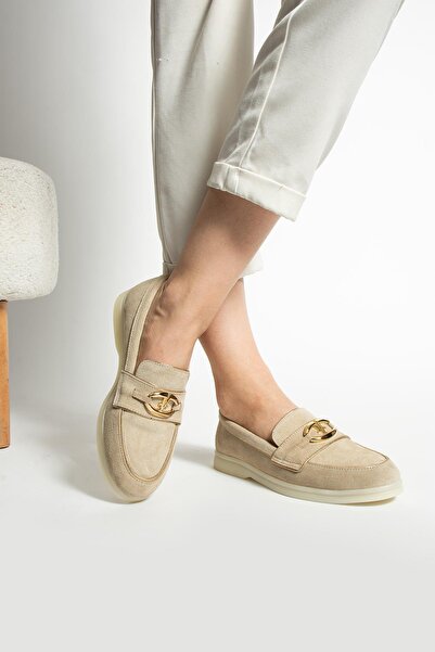 FOLLİNİ Γυναικείες μπαλαρίνες από γνήσιο δέρμα - Κρέμα