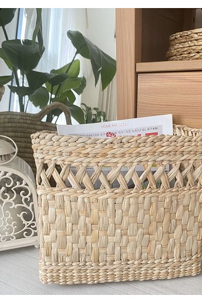 Tasarı Sanatı Home Decoration Wicker Magazine Holder Newspaper Rack Multi-Purpose Organizer