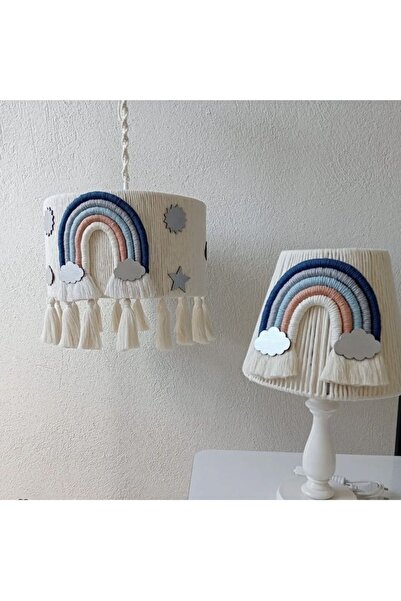 Tasarı Sanatı Bebek/çocuk Odası Makrome Özel Tasarım Avize Abajur(AHŞAP AYAKTIR) 2li Set