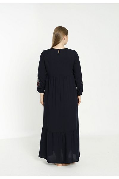 Juliet Deluxe Women's Plus Size Woven Viscose Fabric Long Sleeve Dress 33436