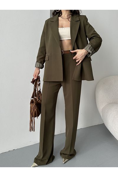 MYGİYİMİSTANBUL Blazer Jacket wide leg Pants Set