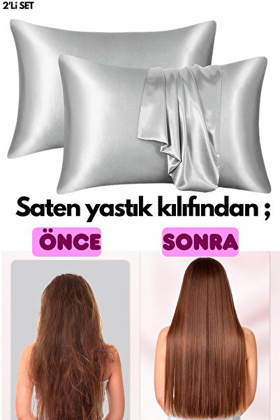 ModaCon Kıvırcık ve düz Saç  Saten Yastık Kılıfı Toka premium cilt bakım güze...