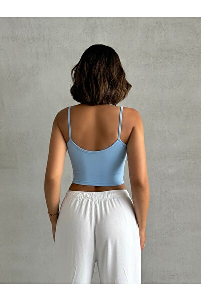 The Base Γυναικείο Baby Blue Scuba υφασμάτινο λουράκι Crop Top