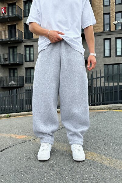 Flaw Wear Flaw Atelier Nakış Paça Gri Melanj Eşofman Altı