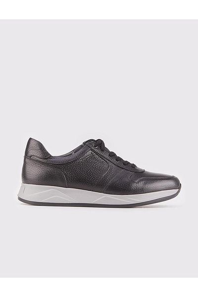 Cabani Genuine Leather Black Lace-Up Sneaker Men's Sports Shoes