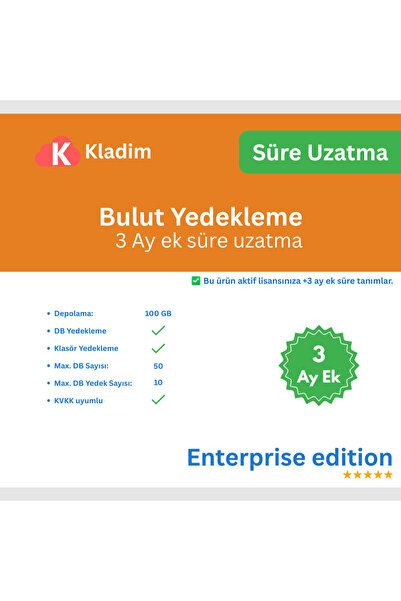 Bulut Yedekleme – 3 Aylik Süre Uzatma - Enterprise
