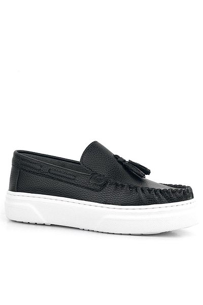 Rakerplus Pantofi mocasin pentru băieți cu piele neagră