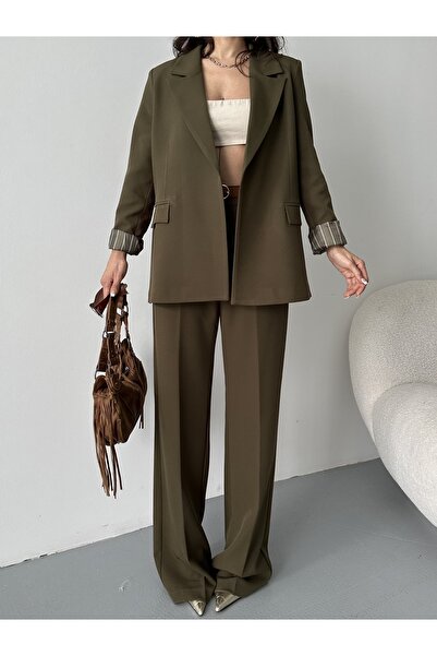 MYGİYİMİSTANBUL Blazer Ceket geniş paça Pantolon Takım