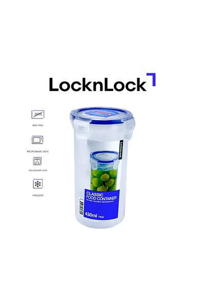 locknlock علبة تخزين طعام دائرية محكمة الغلق سعة 430 مل - خالية من مادة BPA، آمنة للاستخدام في الميكروويف والفريزر وغسالة الأطباق