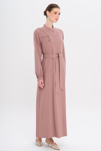 Olcay Richterkragen Stein und Muster Detaillierter ungefütterter Mantel DRIED ROSE 6716