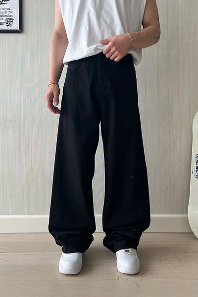 Flaw Wear Black Baggy Style Basic Trousers