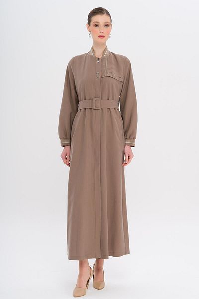 Olcay Rib Detailed Unlined Modal Overcoat A.Brown 6744